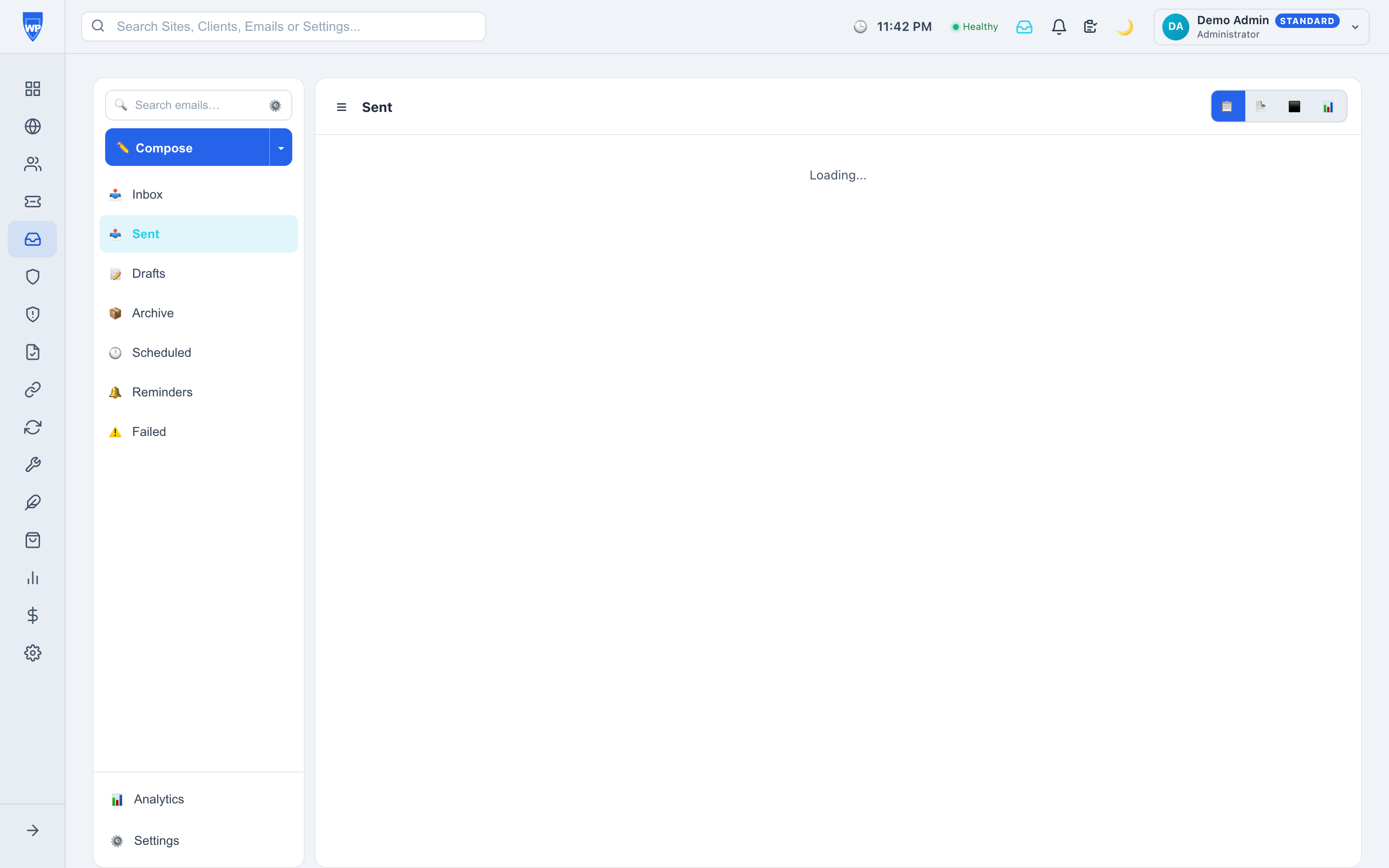 imap inbox integration — WP Warden dashboard screenshot